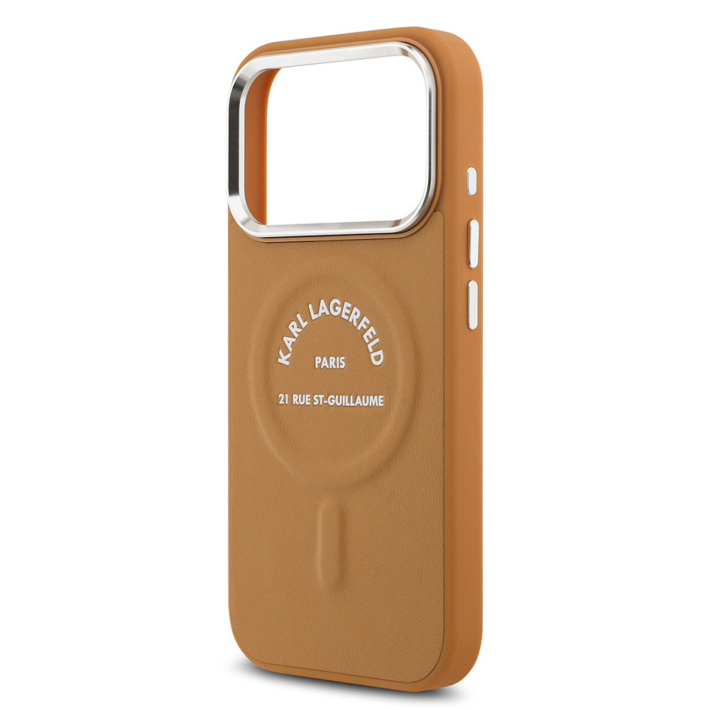 Apple iPhone 17 Pro Kılıf Karl Lagerfeld Orjinal Lisanslı M-safe Şarj Özellikli Metal Kamera ve Buton Tasarımlı Paris RSG PU Deri Kapak Siyah