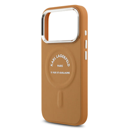 Apple iPhone 17 Pro Kılıf Karl Lagerfeld Orjinal Lisanslı M-safe Şarj Özellikli Metal Kamera ve Buton Tasarımlı Paris RSG PU Deri Kapak Siyah