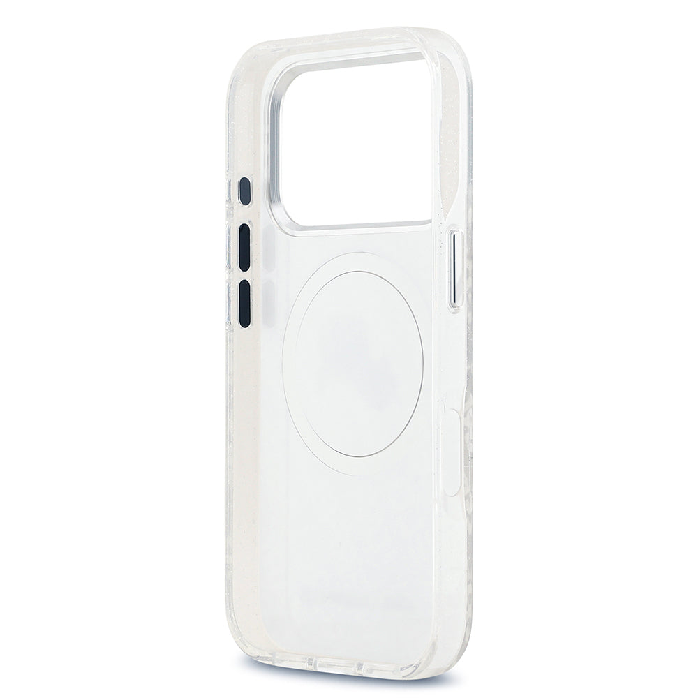 Apple iPhone 17 Pro Kılıf Karl Lagerfeld Orjinal Lisanslı Parlayan Simli Karl & Choupette Heads Kapak Pembe