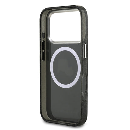 Apple iPhone 17 Pro Kılıf Karl Lagerfeld Orjinal Lisanslı Parlayan Simli Karl & Choupette Heads Kapak Siyah