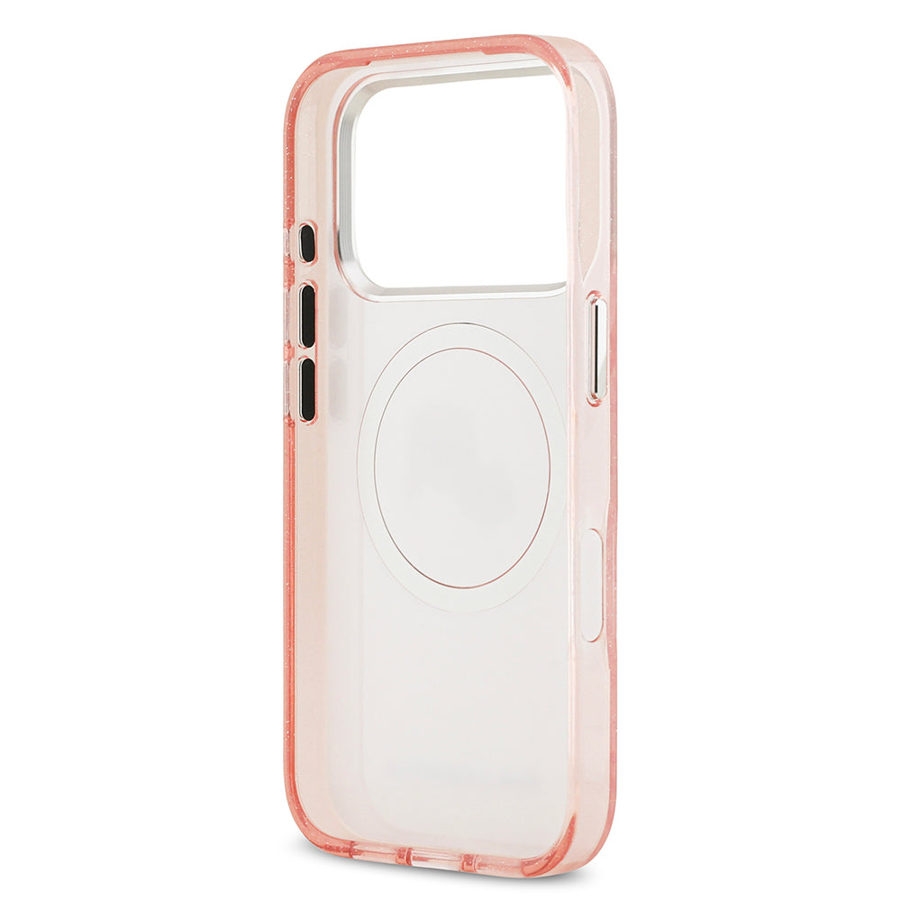 Apple iPhone 17 Pro Kılıf Karl Lagerfeld Orjinal Lisanslı Parlayan Simli Karl & Choupette Heads Kapak Gri