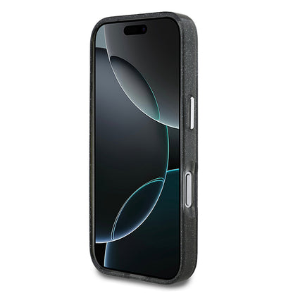 Apple iPhone 17 Pro Kılıf Karl Lagerfeld Orjinal Lisanslı Parlayan Simli Karl & Choupette Sketch Logo Kapak Siyah