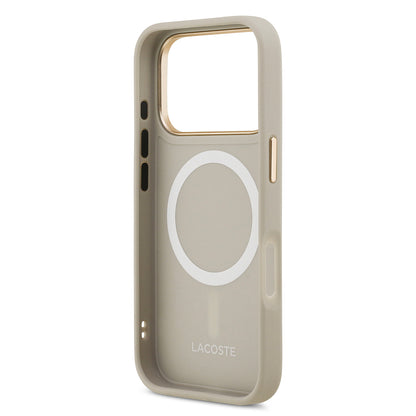 Apple iPhone 17 Pro Kılıf Lacoste Orjinal Lisanslı M-safe Şarj Özellikli Champs Elysees PU Deri Tasarımlı Kapak Siyah