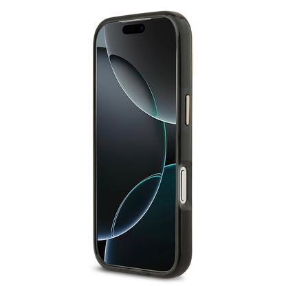 Apple iPhone 17 Pro Kılıf Lacoste Orjinal Lisanslı M-safe Şarj Özellikli Gold Timsah Logolu Buzlu Kapak Siyah