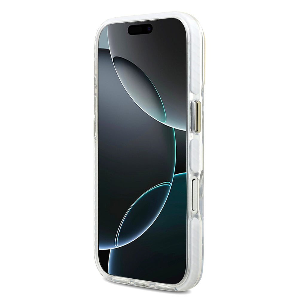 Apple iPhone 17 Pro Kılıf Lacoste Orjinal Lisanslı M-safe Şarj Özellikli Gold Timsah Logolu Buzlu Kapak Beyaz