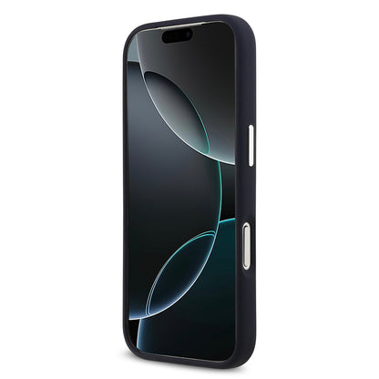 Apple iPhone 17 Pro Kılıf Lacoste Orjinal Lisanslı M-safe Şarj Özellikli İkonik Logolu Metal Kamera Çerçeveli Silikon Kapak Lacivert