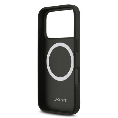 Apple iPhone 17 Pro Kılıf Lacoste Orjinal Lisanslı M-safe Şarj Özellikli PU Deri Tasarımlı Kartlıklı Karışık Monogram Desenli Kapak Yeşil