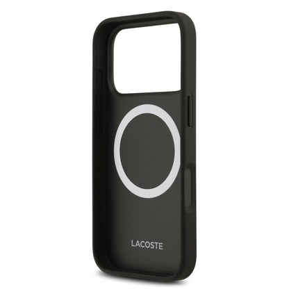 Apple iPhone 17 Pro Kılıf Lacoste Orjinal Lisanslı M-safe Şarj Özellikli PU Deri Tasarımlı Kartlıklı Karışık Monogram Desenli Kapak Yeşil