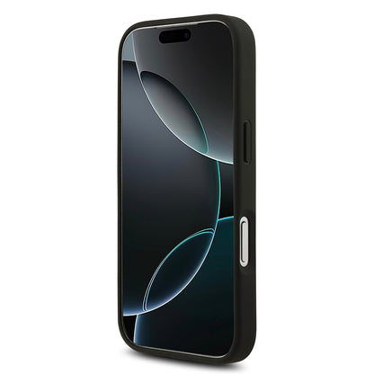 Apple iPhone 17 Pro Kılıf Lacoste Orjinal Lisanslı M-safe Şarj Özellikli PU Deri Tasarımlı Metal Logolu Kapak Siyah