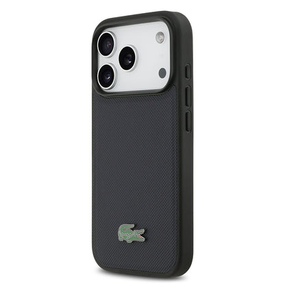 Apple iPhone 17 Pro Kılıf Lacoste Orjinal Lisanslı M-safe Şarj Özellikli PU Pike Desenli Metal Logolu Kapak