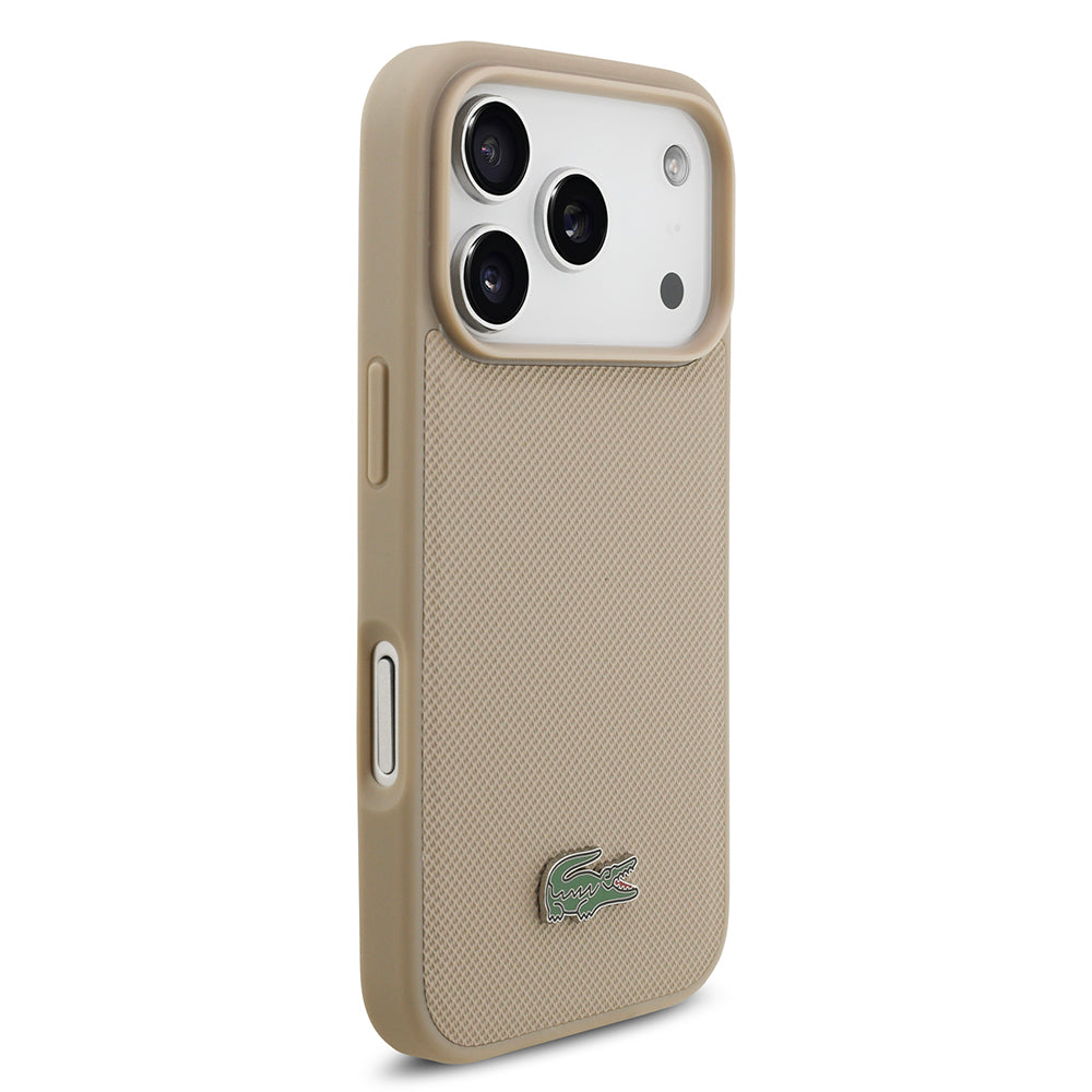 Apple iPhone 17 Pro Kılıf Lacoste Orjinal Lisanslı M-safe Şarj Özellikli PU Pike Desenli Metal Logolu Kartlıklı Kapak Yeşil