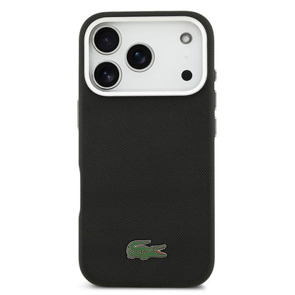 Apple iPhone 17 Pro Kılıf Lacoste Orjinal Lisanslı M-Safe Şarj Özellikli PVC Pike Desenli Arka Yüzey İkonik Timsah Dokuma Logolu Kapak