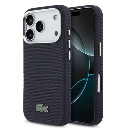 Apple iPhone 17 Pro Kılıf Lacoste Orjinal Lisanslı M-Safe Şarj Özellikli PVC Pike Desenli Arka Yüzey İkonik Timsah Dokuma Logolu Kapak