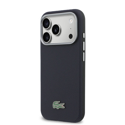 Apple iPhone 17 Pro Kılıf Lacoste Orjinal Lisanslı M-Safe Şarj Özellikli PVC Yarı Pike Desenli Arka Yüzey İkonik Timsah Dokuma Logolu Kapak
