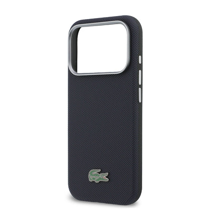 Apple iPhone 17 Pro Kılıf Lacoste Orjinal Lisanslı M-Safe Şarj Özellikli PVC Yarı Pike Desenli Arka Yüzey İkonik Timsah Dokuma Logolu Kapak