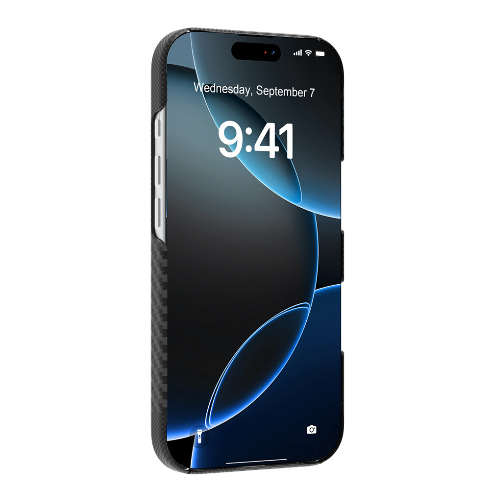 Apple iPhone 17 Pro Kılıf M-safe Şarj Özellikli 600D Metal Kamera Çerçeveli Raptic Aramid Fiber Geotik Serisi Kapak Siyah