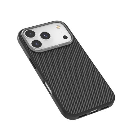 Apple iPhone 17 Pro Kılıf M-safe Şarj Özellikli 600D Metal Kamera Çerçeveli Raptic Aramid Fiber Serisi Kapak Siyah