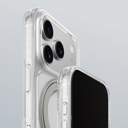 Apple iPhone 17 Pro Kılıf M-Safe Şarj Özellikli Airbag Tasarımlı Standlı AmazingThing Titan Pro MagSpin Kapak Mavi