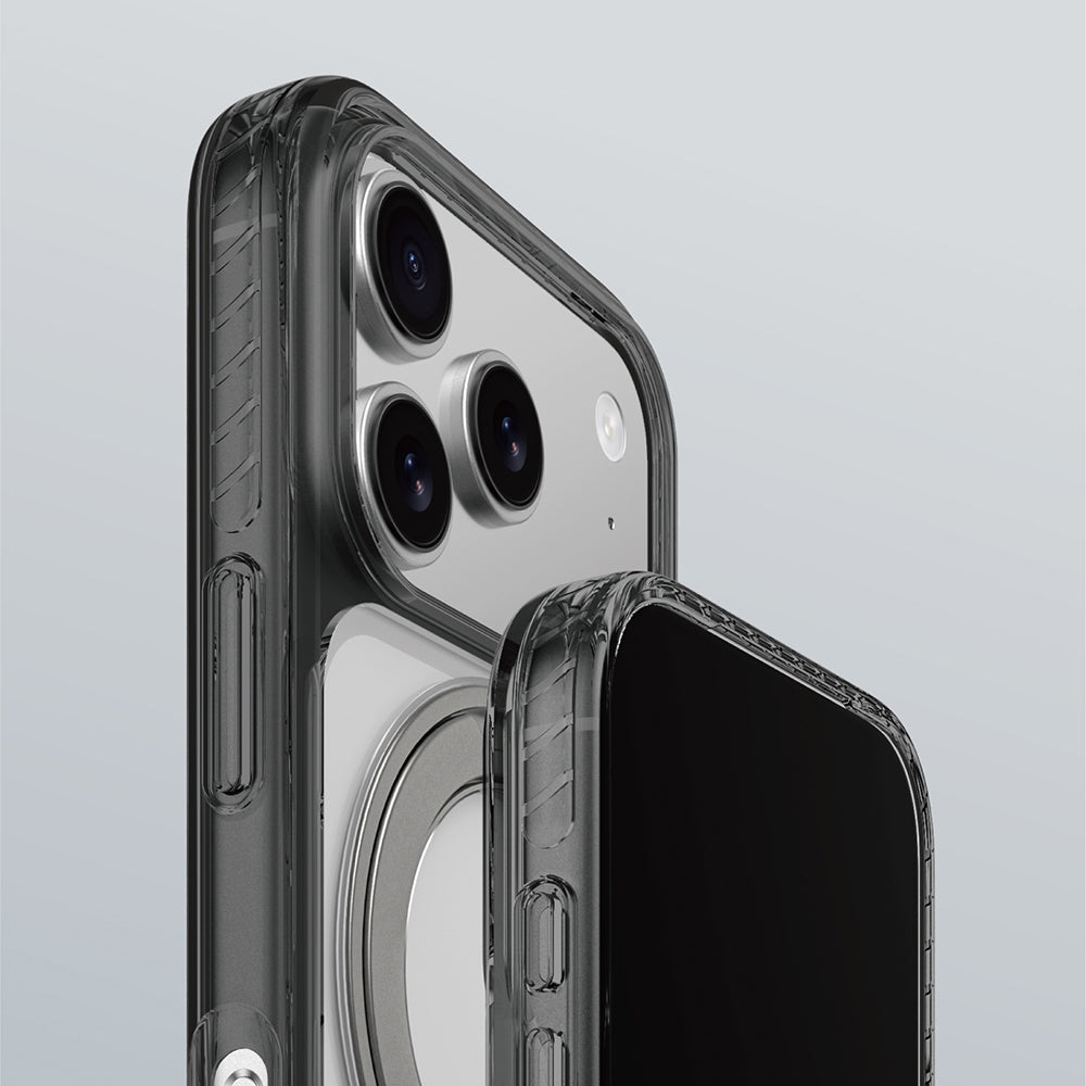 Apple iPhone 17 Pro Kılıf M-Safe Şarj Özellikli Airbag Tasarımlı Standlı AmazingThing Titan Pro MagSpin Kapak Şeffaf