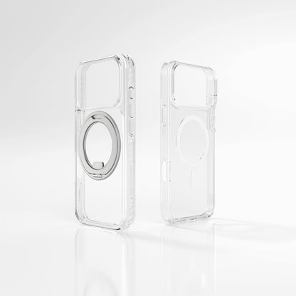 Apple iPhone 17 Pro Kılıf M-Safe Şarj Özellikli Airbag Tasarımlı Standlı AmazingThing Titan Pro MagSpin Kapak Mavi