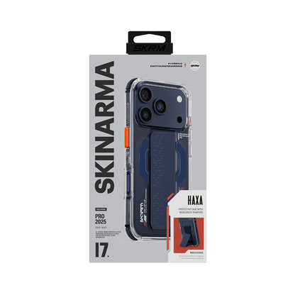 Apple iPhone 17 Pro Kılıf M-Safe Şarj Özellikli Airbag Tasarımlı Standlı Skinarma Haxa Kapak Füme