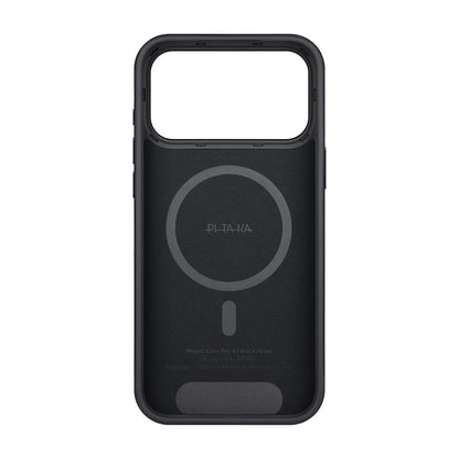 Apple iPhone 17 Pro Kılıf M-safe Şarj Özellikli Aramid Fiber Pitaka Military-Grade Classic Serisi Black-Grey Twill Kapak Siyah