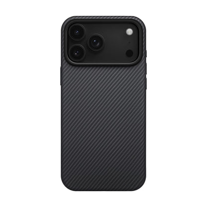 Apple iPhone 17 Pro Kılıf M-safe Şarj Özellikli Aramid Fiber Pitaka Military-Grade Classic Serisi Black-Grey Twill Kapak Siyah