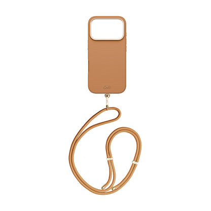 Apple iPhone 17 Pro Kılıf M-safe Şarj Özellikli Askı İpli Coehl Mirelle Kapak Kahverengi