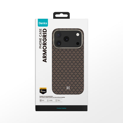 Apple iPhone 17 Pro Kılıf M-Safe Şarj Özellikli Benks ArmorAir ArmorGrid Serisi Kevlar Kapak Mavi