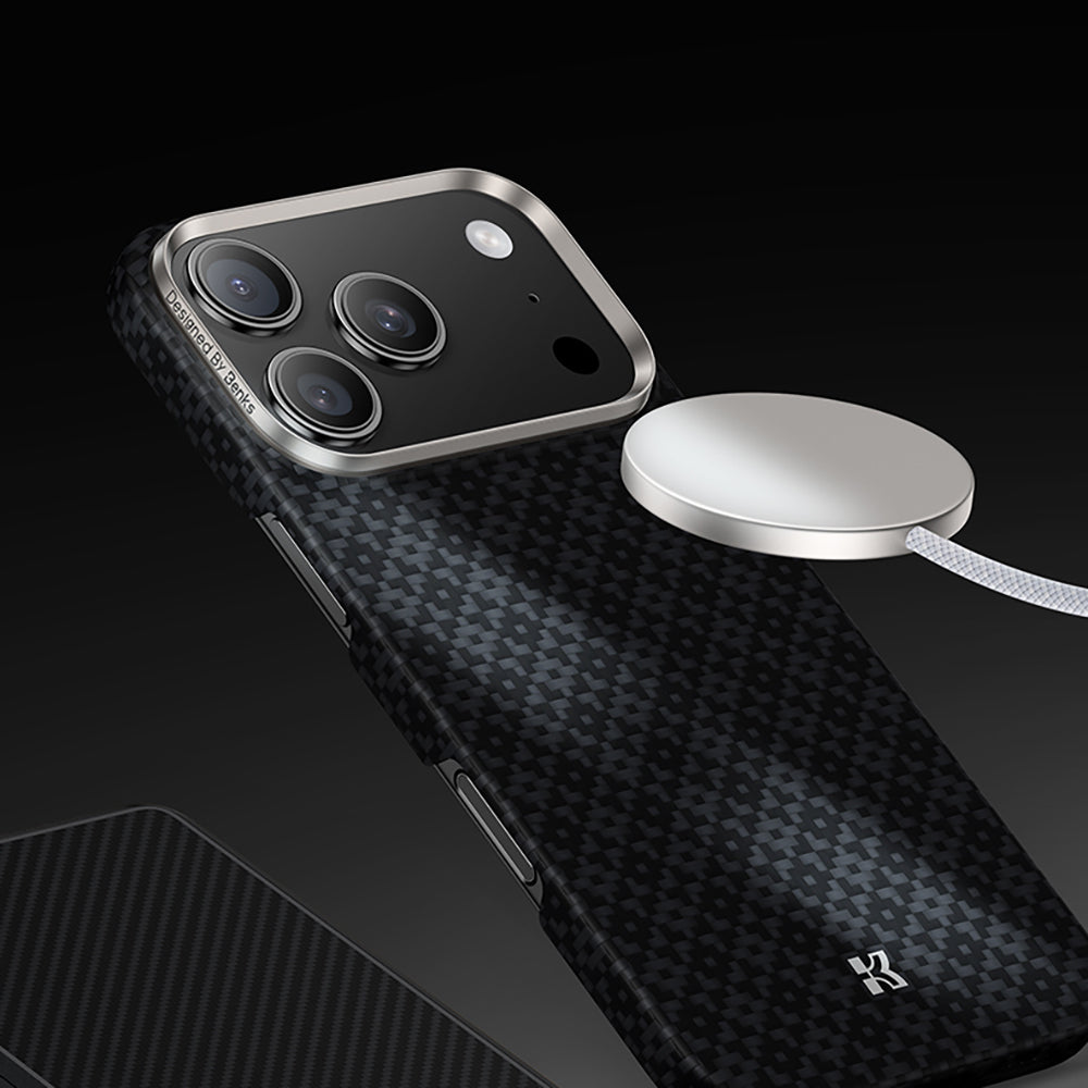 Apple iPhone 17 Pro Kılıf M-Safe Şarj Özellikli Benks ArmorAir ArmorGrid Serisi Kevlar Kapak Turuncu