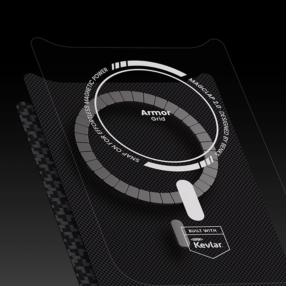 Apple iPhone 17 Pro Kılıf M-Safe Şarj Özellikli Benks ArmorPro ArmorGrid Serisi Kevlar Kapak Mavi