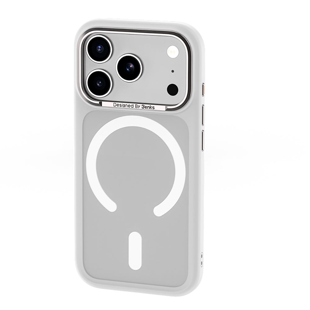 Apple iPhone 17 Pro Kılıf M-Safe Şarj Özellikli Benks Mist C-Magnet Kapak Gri