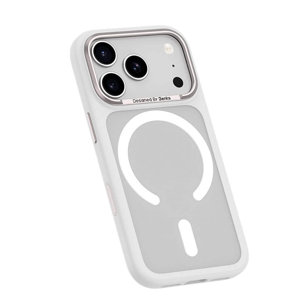 Apple iPhone 17 Pro Kılıf M-Safe Şarj Özellikli Benks Mist C-Magnet Kapak Gri