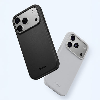 Apple iPhone 17 Pro Kılıf M-safe Şarj Özellikli Çizilmeye Dayanıklı Benks VitaPro Serisi PU Deri Kapak Mavi