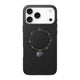 Apple iPhone 17 Pro Kılıf M-safe Şarj Özellikli Deri Tasarımlı Standlı Pynana Dancing Circle Luxury Serisi Kapak