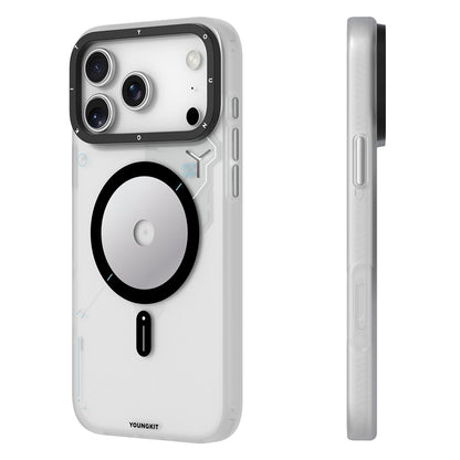 Apple iPhone 17 Pro Kılıf M-safe Şarj Özellikli Disk Desenli Youngkit Disc Battle Kapak Turuncu