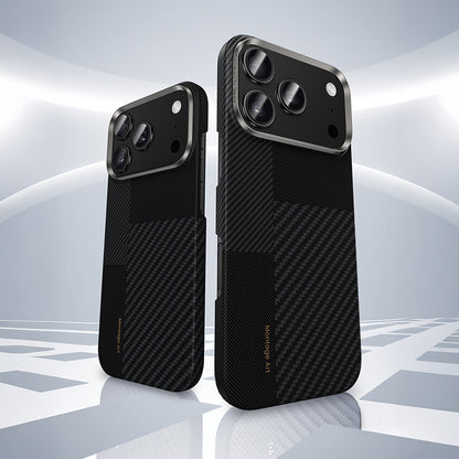 Apple iPhone 17 Pro Kılıf M-safe Şarj Özellikli Karbon Fiber Benks Montage ArmorAir Kevlar Kapak Siyah