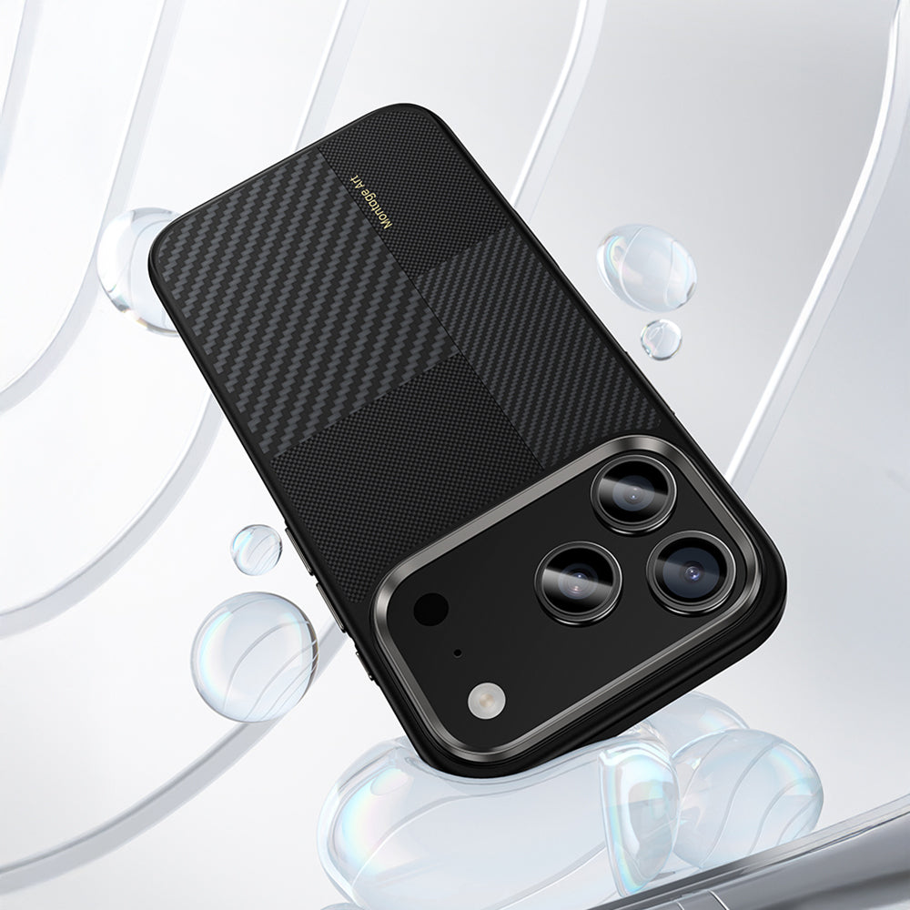 Apple iPhone 17 Pro Kılıf M-safe Şarj Özellikli Karbon Fiber Benks Montage Hybrid ArmorPro Kevlar Kapak Siyah