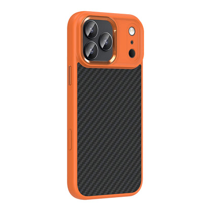 Apple iPhone 17 Pro Kılıf M-Safe Şarj Özellikli Karbon Fiber Görünümlü Zore Truva Silikon Kapak Gri