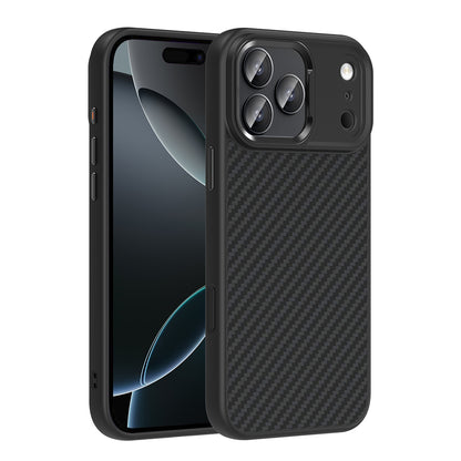 Apple iPhone 17 Pro Kılıf M-Safe Şarj Özellikli Karbon Fiber Görünümlü Zore Truva Silikon Kapak