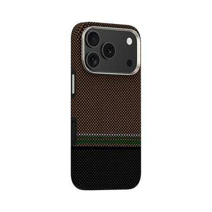 Apple iPhone 17 Pro Kılıf M-safe Şarj Özellikli Karbon Fiber Tasarımlı Benks Prestige ArmorPro Kevlar Kapak Gold