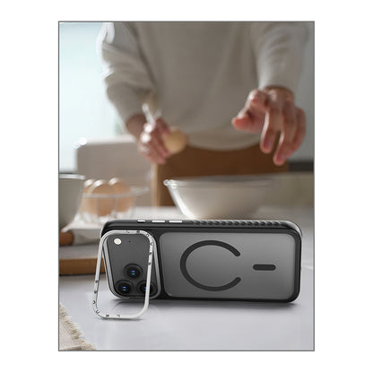 Apple iPhone 17 Pro Kılıf M-safe Şarj Özellikli Metal Kamera Standlı Lenyes CK226 PC Kapak Turuncu