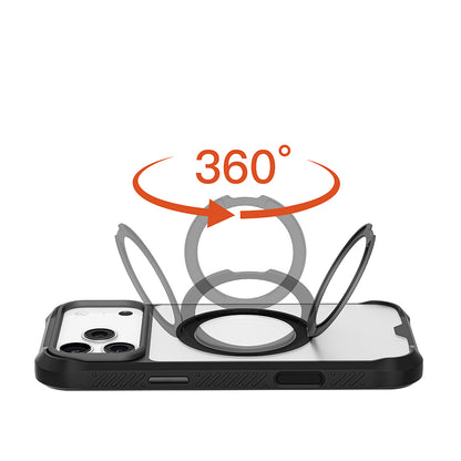 Apple iPhone 17 Pro Kılıf M-safe Şarj Özellikli Parmak Ring Standlı Airbag Tasarımlı Mutural Obsidian Serisi Kapak Lacivert