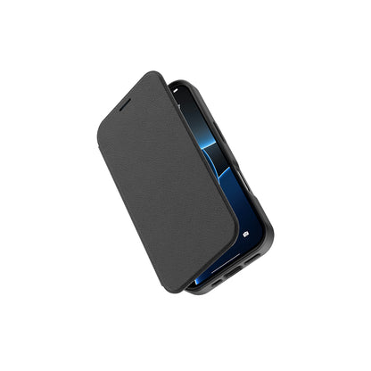 Apple iPhone 17 Pro Kılıf M-Safe Şarj Özellikli Raptic Air Folio Şeffaf Kartlıklı Kapaklı Kılıf Siyah