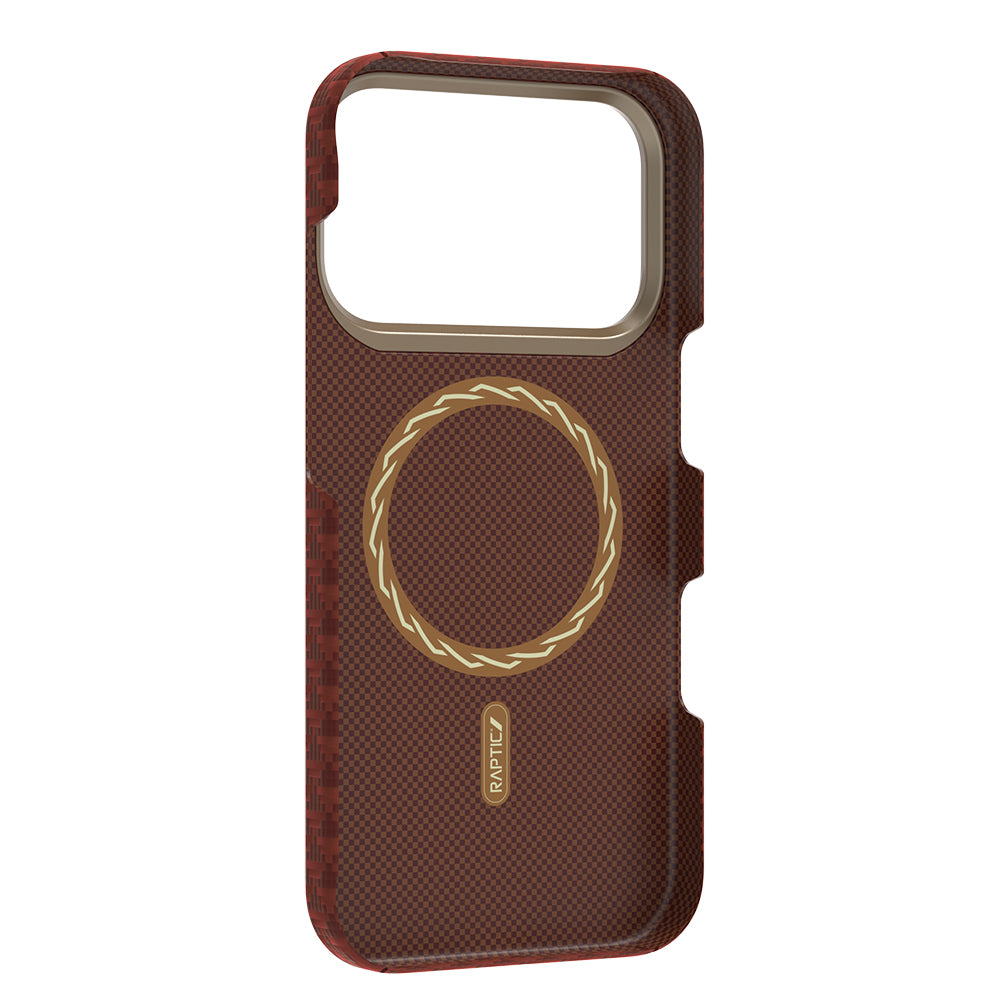 Apple iPhone 17 Pro Kılıf M-safe Şarj Özellikli Raptic Aramid Skin Origin Serisi Kapak Gold-Mavi