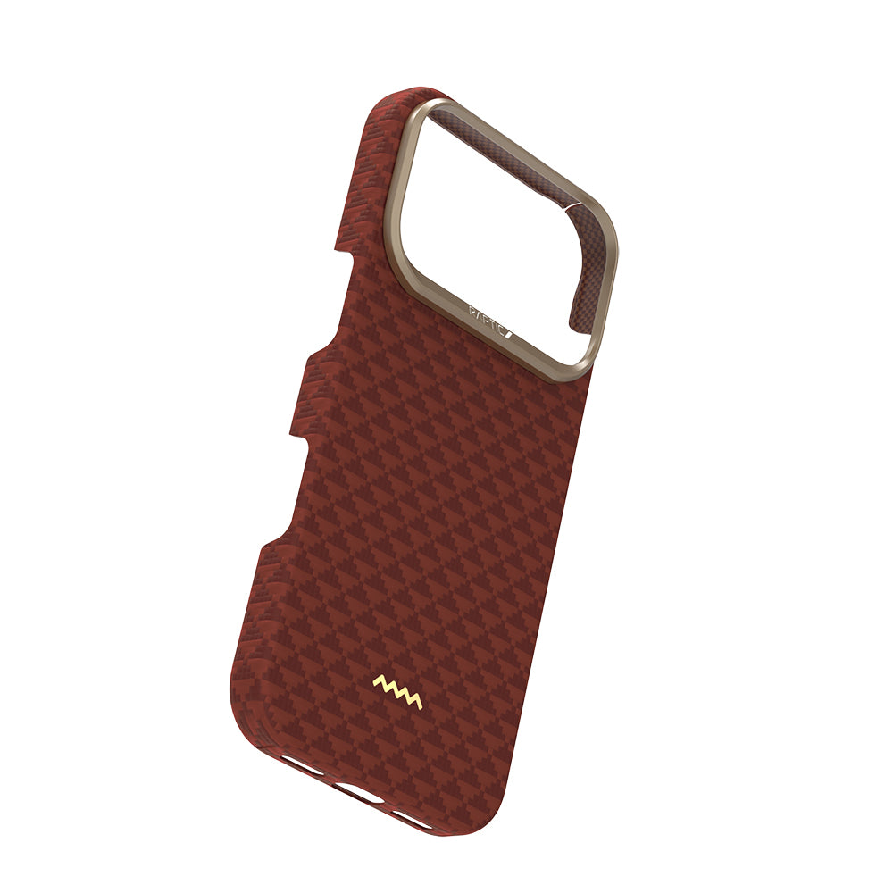 Apple iPhone 17 Pro Kılıf M-safe Şarj Özellikli Raptic Aramid Skin Origin Serisi Kapak Gold-Mavi