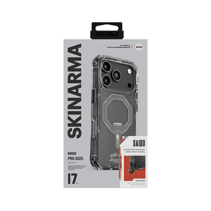 Apple iPhone 17 Pro Kılıf M-safe Şarj Özellikli Şeffaf Airbag Tasarımlı Skinarma Saido Mag-Charge Kapak Füme