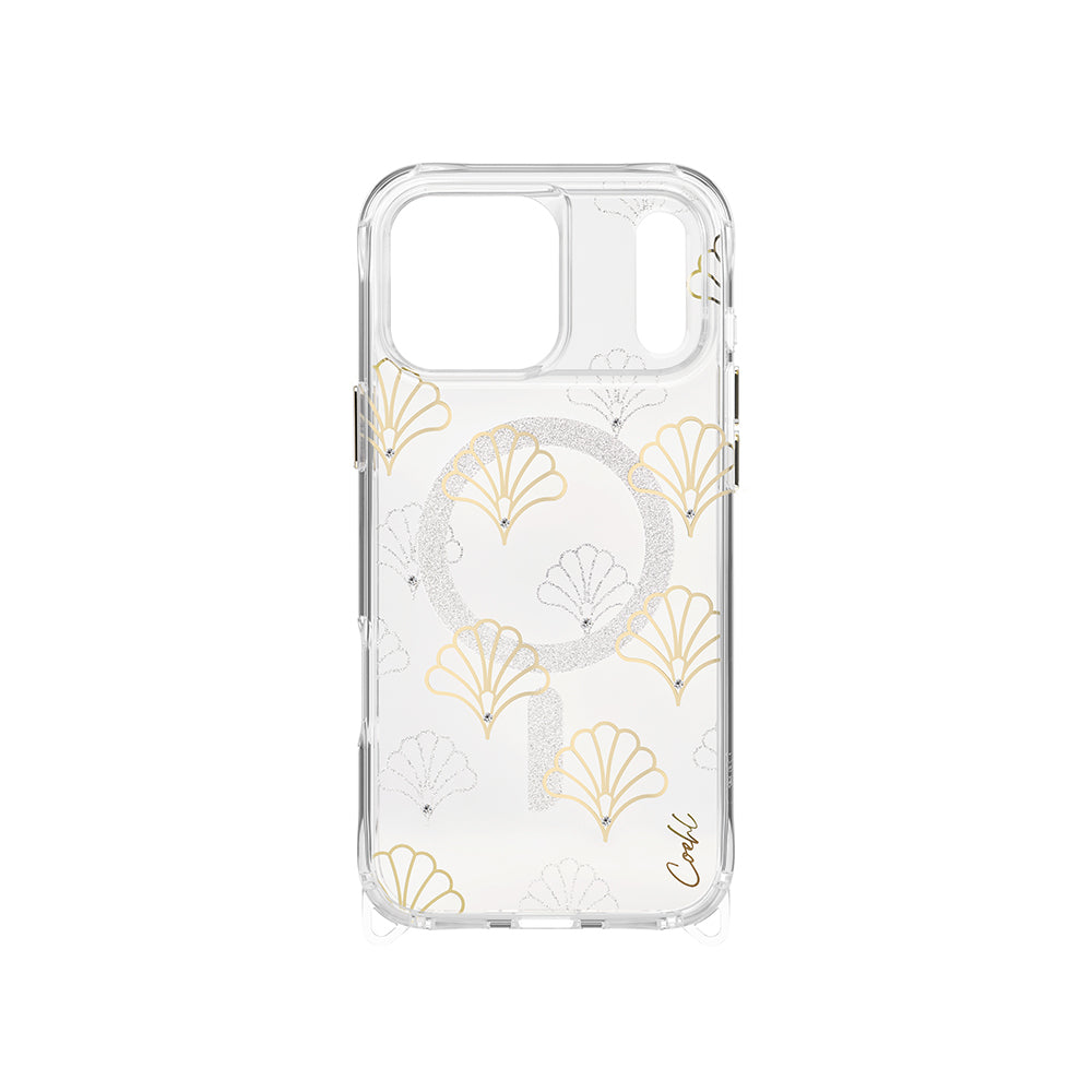 Apple iPhone 17 Pro Kılıf M-safe Şarj Özellikli Şeffaf Desenli Arka Yüzey Coehl Maree Kapak Gümüş