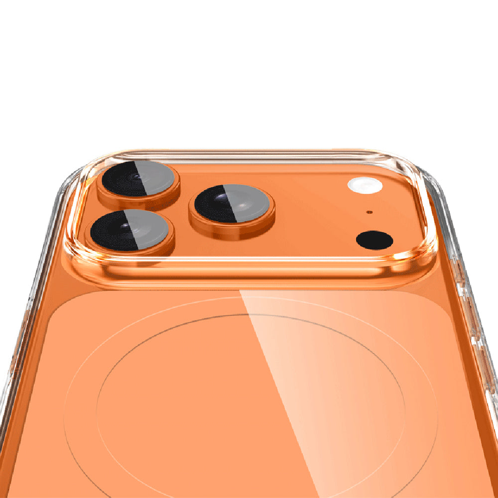 Apple iPhone 17 Pro Kılıf M-safe Şarj Özellikli Şeffaf Tasarımlı Wlons Apel Kapak Turuncu