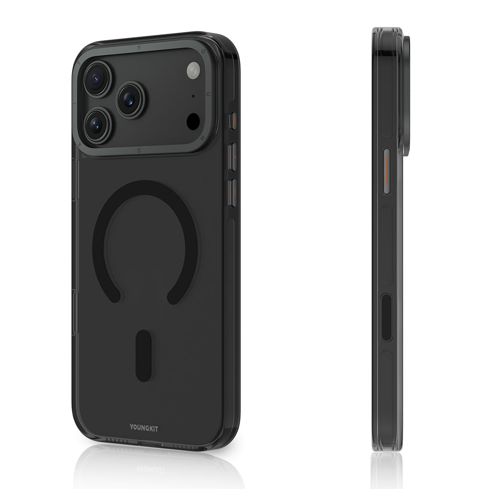 Apple iPhone 17 Pro Kılıf M-safe Şarj Özellikli Şeffaf Youngkit Crystal Shield Serisi Kapak Siyah